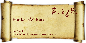 Pentz Ákos névjegykártya