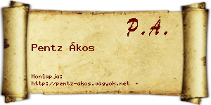 Pentz Ákos névjegykártya